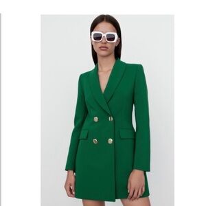 Zara Vibrant Green Double-Breasted Blazer